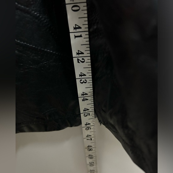 VTG 100% Genuine Leather Black Longline Trench Coat Jacket Motorcycle Equestrian - Picture 14 of 16
